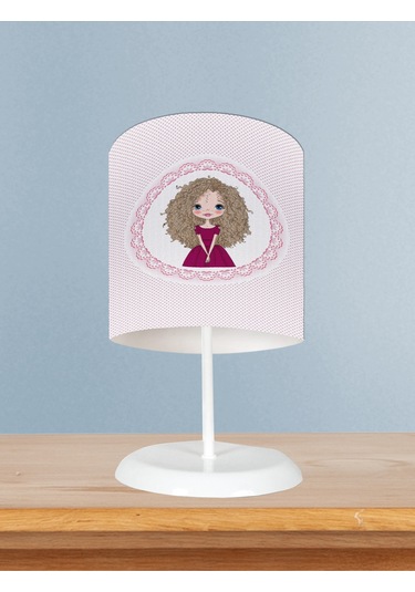 Mekta Home Bebek Ve Çocuk Odası Kıvırcık Saçlı Prenses Kız Deseli Abajur