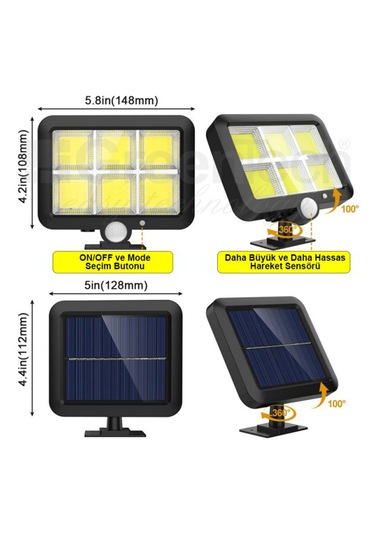 Greentech Güneş Enerjili 120 Cob Led Aydınlatma / GT-SL09