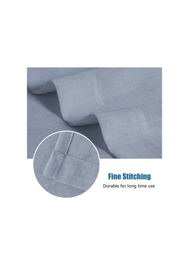 Symbee Linen Blend Opak Gizlilikli Pencere Perde Seti 2 Adet - W66xh172cm, Çivi Yok Yapıştırıcı Montaj, Güneş Engeli Ve Aynı Renk Bağlayıcı Mavi