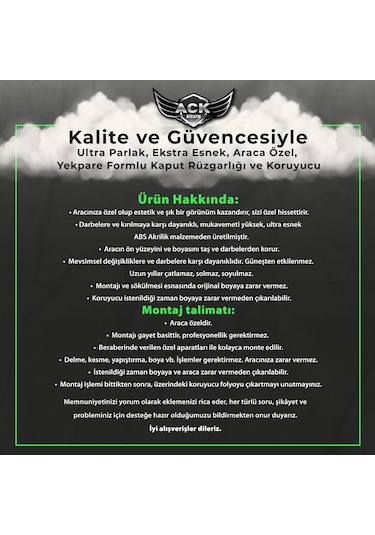 Dacia Duster Kaput Koruma Rüzgarlığı 2012-2017