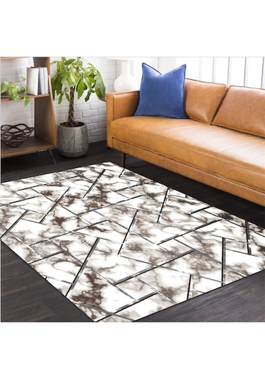 Krem Kahve Kaymaz Tabanlı Kesme Yolluk Koridor Mutfak Salon Halısı