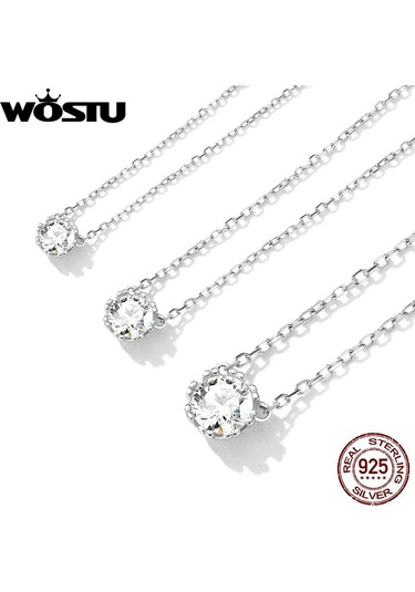 Wostu Muhteşem Parlak Gerdanlık 100% 925 Ayar Gümüş Geometrik Kesim Köpüklü Zirkon Kolye Kolye Düğün Takısı, Seçenekler: 0.4cm