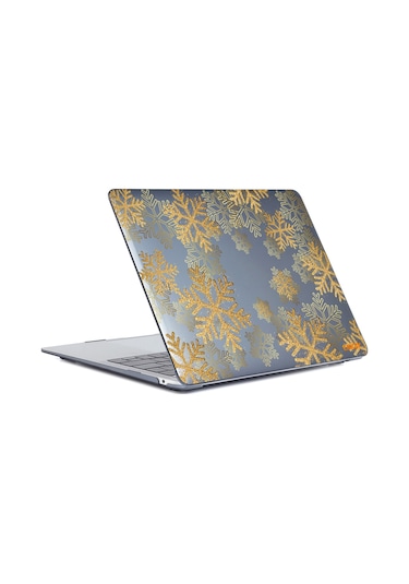 Macbook Air 13" A1932 /A2179 /A2337 Desenli Koruyucu Laptop Kılıf Altın Kar Tanesi