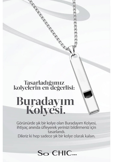So Chic... Çelik Buradayım Kolyesi Gri