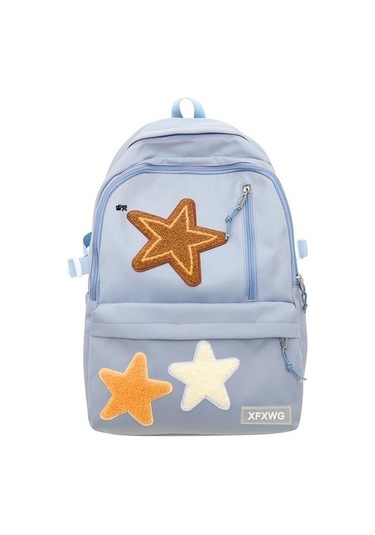 Ebitda Bej Beş Köşeli Yıldız Sırt Çantası Kız Eğlence, Renkli Desenli Model Bej