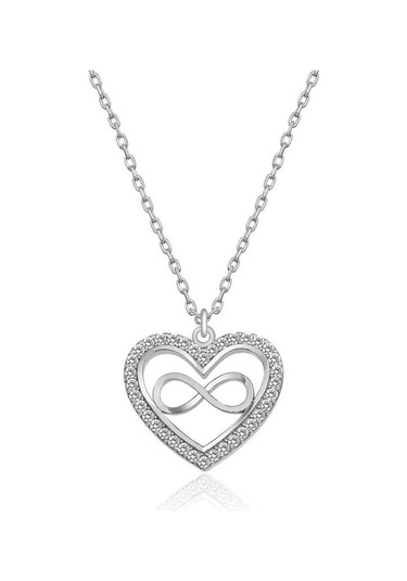 Gümüş Kalp Sonsuzluk Kadın Kolye (551185409)