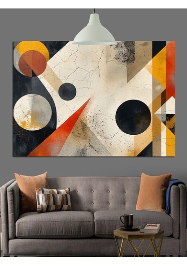 Geometrik Desen Soyut Sanat Dekoratif Kanvas - Mdf Ahşap Tablo