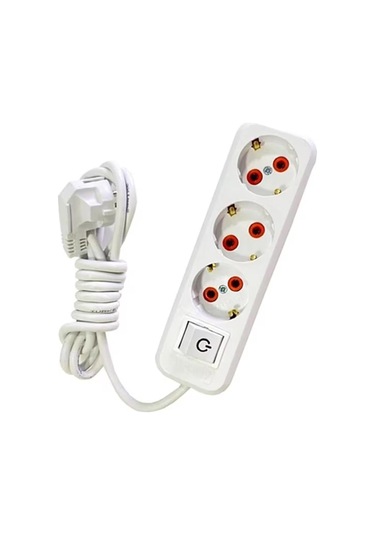 Metre 3'lü Priz - Anahtarlı Uzun Esnek Kablolu, Güvenli Ve Dayanıklı Uzatma Kablosu 1