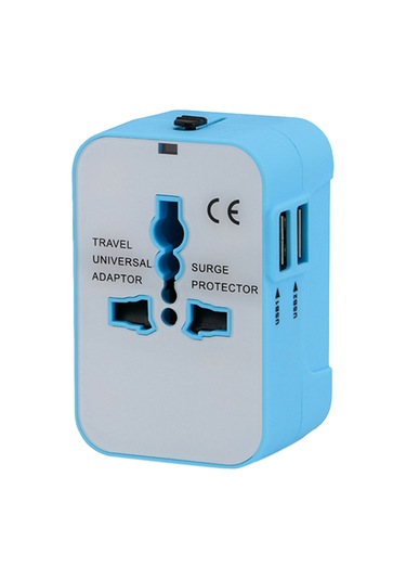 Taşınabilir Çok Fonksiyonlu Çift Usb Bağlantı Noktaları Küresel Evrensel Seyahat Duvar Şarj Cihazı Güç Soketi, İpad, İphone, Galaxy, Huawei, Xiaomi, Lg, Htc Ve Diğer Akıllı Telefonlar İçin, Şarj Edilebilir Cihazlar Mavi
