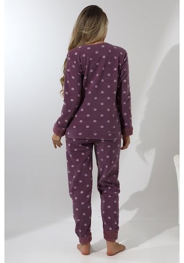 Fawn 5020 Peluş Welsoft Polar Kışlık Yumoş Kadın Pijama Takımı Lila
