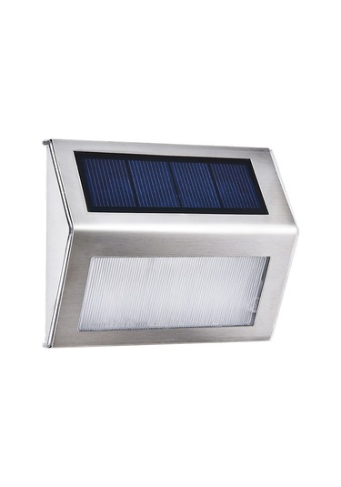 Vkemall 3led Güneş Enerjili Duvar Lambası, Otomatik Aç-kapat, Isı Beyazı, Dış Mekan Merdiven/yol Aydınlatması, Ip44, Paslanmaz Çelik Ilık Beyaz