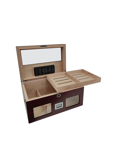 Falconetti Rc59kr Bordo 2 Katlı Camlı Dijital Humidor Puro Kutusu