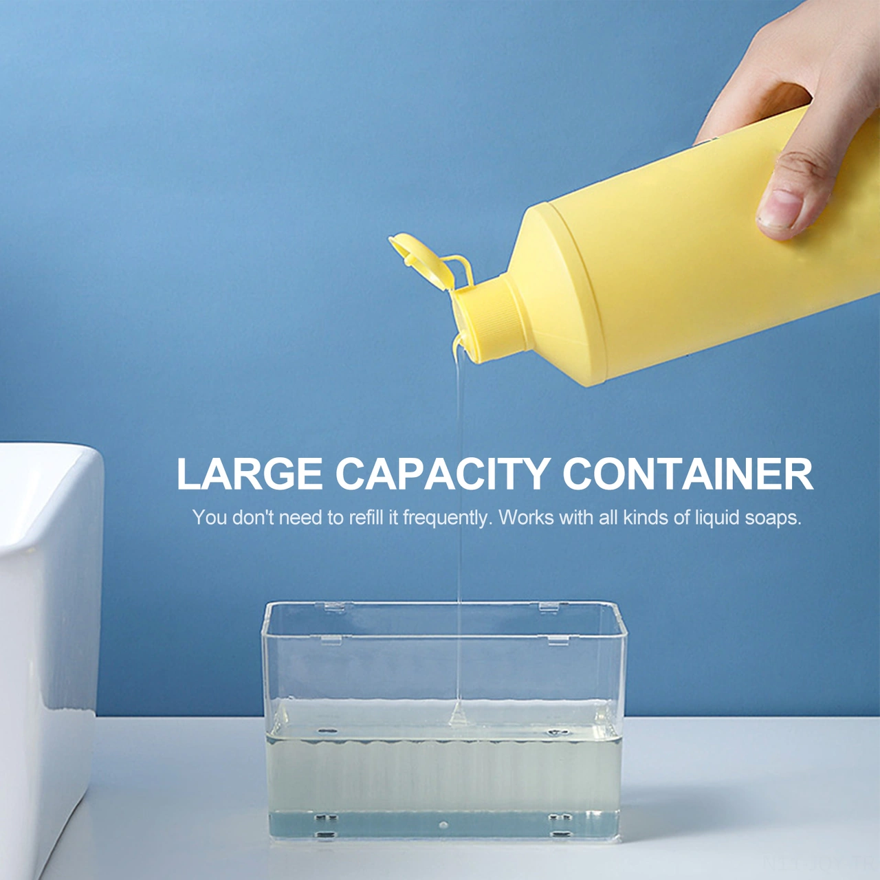 Youmex Küçük Mekanlar İçin Abssponge Tutuculu Sabun Dağıtıcı - Büyük Kapasiteli, Kolay Doldurulabilir, Ev Ve Restoranlarda Kullanım Koyu Gri