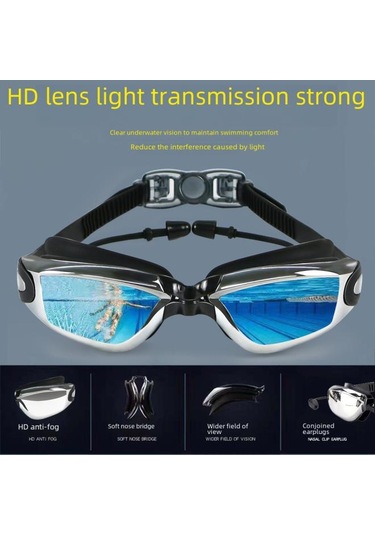 Yetişkin Yüzme Gözlüğü Su Boyutu Buğu Önleyici Yüzme Dalış Gözlüğü Hd Şeffaf Yüzme Gözlüğü Kaplama Çanta-pembe Çok Renkli