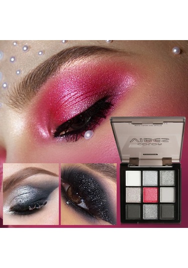 9 Renk Sedefli Glitter Mat Gümüş Gri Karbon Siyah Çimento Göz Farı Makyaj 312 C01