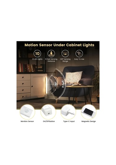 Willowhaven 6 Paket Sıcak Renk 30 Cm Led Hareket Sensörlü Dolap Aydınlatma Usb Şarjlı Ahşap