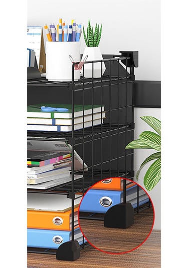 Aparatlı 3 Katlı Çelik Duvar Rafı - Dayanıklı Ve Ayarlanabilir Tel Tasarım Siyah