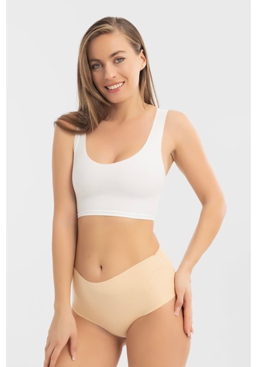 Kadın Yüksek Bel Basic Dikişsiz Lazer Kesim Külot 3'lü Paket Renkli Çok Renkli 2