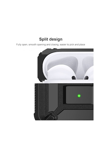 Airpods Uyumlu 3 İçin King Kong Armor Tpu + Pc Kulaklık Koruyucu Kılıf Siyah