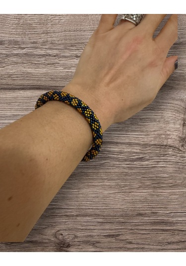 Chichibeads El Yapımı Papatya Desenli Bohem Bileklik Lacivert