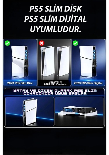 Pg-p5s005 Ps5 Slim Disk-ps5 Slim Dijital Uyumlu 3 Kademeli Led Işıklı Arka Soğutucu Fan