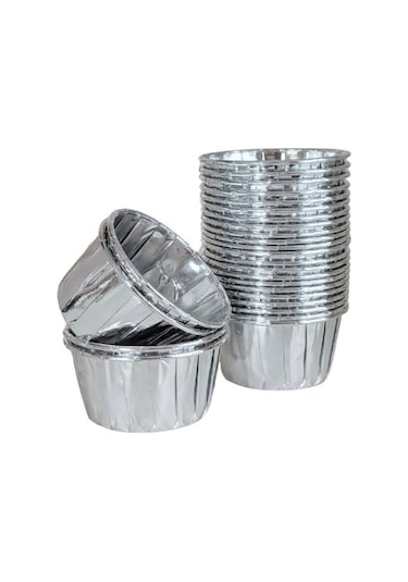 25 Adet Kağıt Muffin Kek Cupcake Sufle Kapsülü Silver