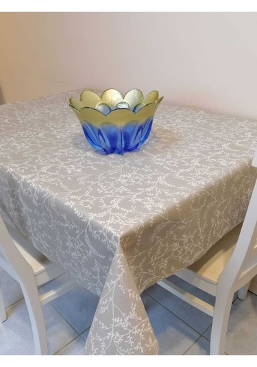 Elyaflı Pvc Muşamba - Desenli Silinebilir Masa Örtüsü 02mrl203c Gri