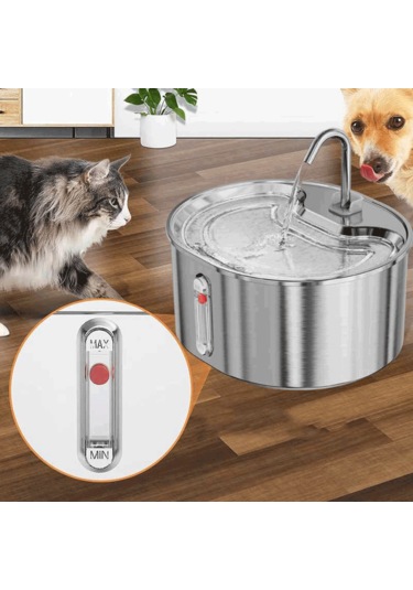 Ecronicword Evcil Hayvan İçme Çeşmesi Paslanmaz Çelik Kediler