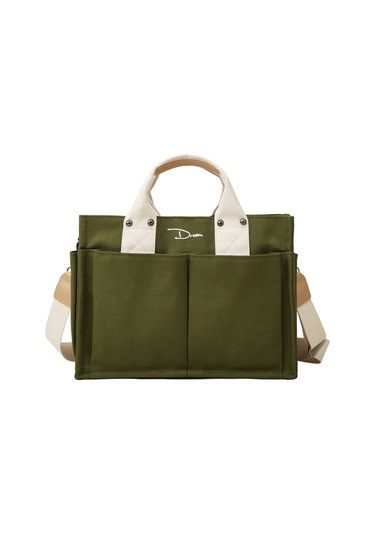 Moveevo Büyük Kapasiteli Çok Cepli Kadın Kanvas Çantası - Dayanıklı Ve Pratik Günlük Kullanım İçin Yeşil