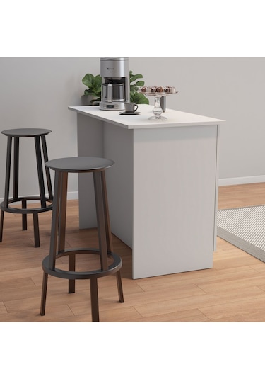 Umg Mobilya 120lik Benzila Ada Mutfak Siyah Kulplu, Mutfak Adası, Kahve Köşesi, Çok Amaçlı Dolap Beyaz