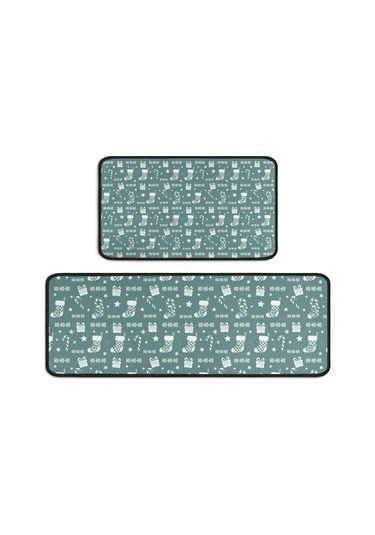 Noel Desenli 2'li Mutfak Matı, Anti-yorgunluk, Yastıklı Ve Kaymaz, Mutfak Ve Ofis İçin Noel Çorap Simgesi