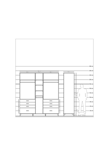 Kronos Dolap 8 Raflı 8 Çekmeceli 3 Askılı 220x59x243 Aytaşı-aytaşı/çam Aytası/atlas Çam