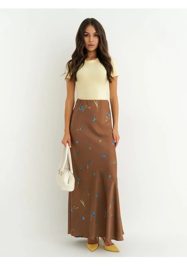 İpek Uzun Yazlık Etek 443840684 Bej