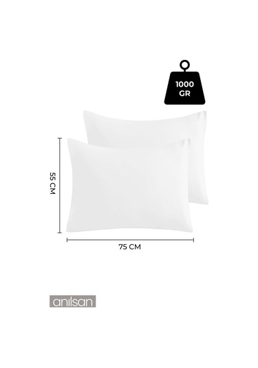 Mikrofiber Antialerjik Yastık - 1000gr, 60x80 Cm, Boncuk Silikon Dolgulu Beyaz