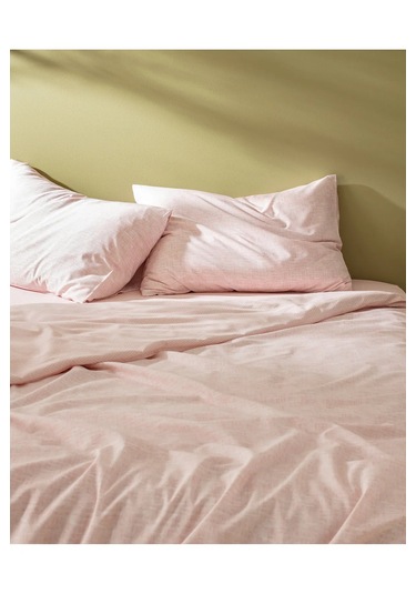 More Home Lastikli Çarşaf Çift Kişilik Nevresim Takımı Pudra Pudra