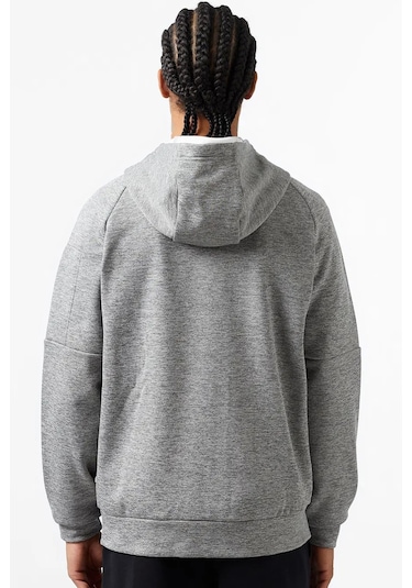 Nike Therma Fit Full Zip Hoodie Erkek Kapüşonlu Termal Fermuarlı Sweatshirt Gri Gri Melanj