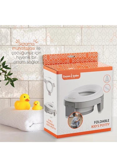 Gezenbebe Katlanabilir Seyahat Çocuk Tuvaleti Beyaz - Gri