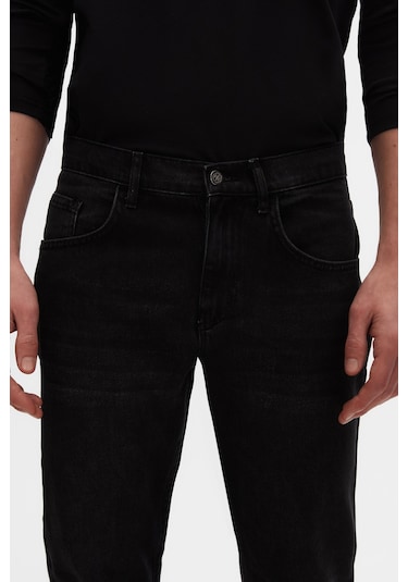 Ds Damat Comfort Fit Siyah Düz Jean Kot Beş Cepli Yıkamalı Denim Pantolon 3hcj3ort00103 001