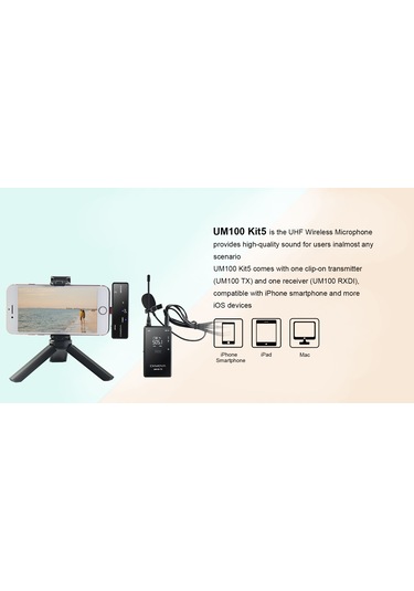 Ckmova Um100 Kit 5 Apple Uyumlu iPhone Ios için Uhf Kablosuz Yaka Mikrofon Set