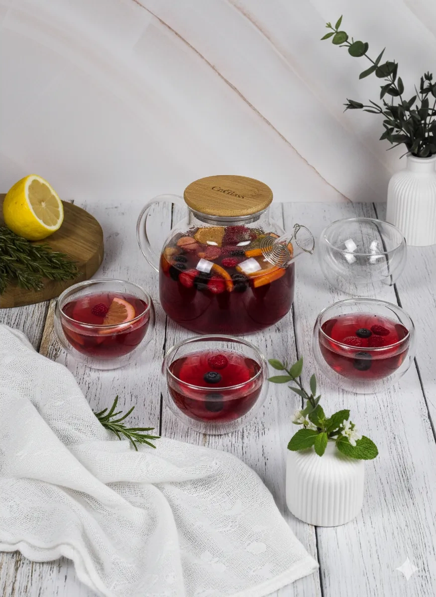 Cnglass Çay Parti Seti 900 Ml Demlik Ve 150 Ml Kase 261526789 Beyaz