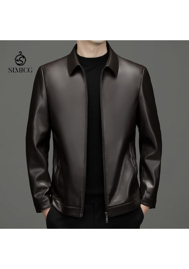 Yeni Bol Günlük Hafif Deri Ceket Kahverengi