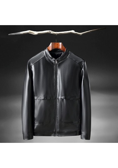 İlkbahar Ve Sonbahar Yeni Erkek Moda Giysileri Ince Erkek Ayakta Boyun Ceket Rahat Erkek Ceket Siyah