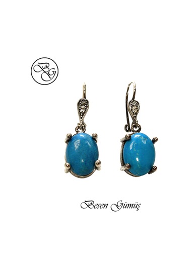 Özel Tasarım Doğal Firuze Taşlı Gümüş Set Rose Gold - Gümüş