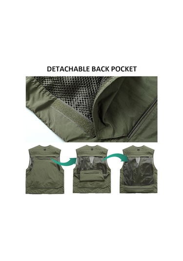 Artfulabode Yeşili Yelek, V-yaka, Tutma Sansız Ordu Kamp İş İçin. Hava, Erkek Fonksiyonel Cep Balık Açık Haki