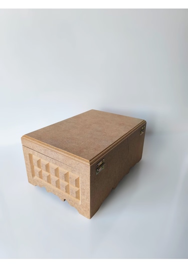 Ahşap-boyanabilir-desenli-çok Amaçlı Dikdörtgen Kutu