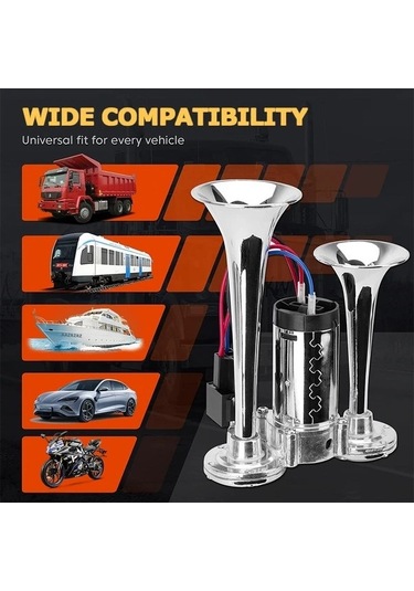 Pazly İlk Nesil Gümüş Düdük Air Horn Kamyon Gemi Araba Tren Kornası Yüksek Sesli Süper Uygun