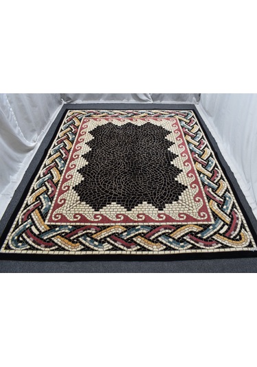 Zehra Abla Halı Yeni 7m2 El Dokuma Eşsiz Üç Boyutlu Oygulu Siyah Hakiki Çin Yün Salon Halısı 5526 Renkli