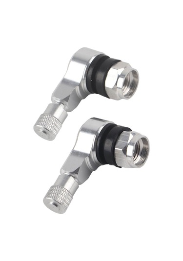 Konesam Alüminyum Alçıksız Motosiklet Lastik Valfi Gümüş - 90 Derece, Hava Basıncı Kontrolü, Kaçak Engelleme, 1 Çift