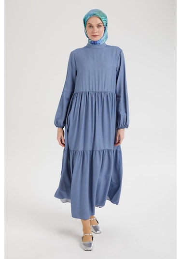 Armine Trend Kolları Lastikli Günlük Elbise-indigo 25yt953 İndigo