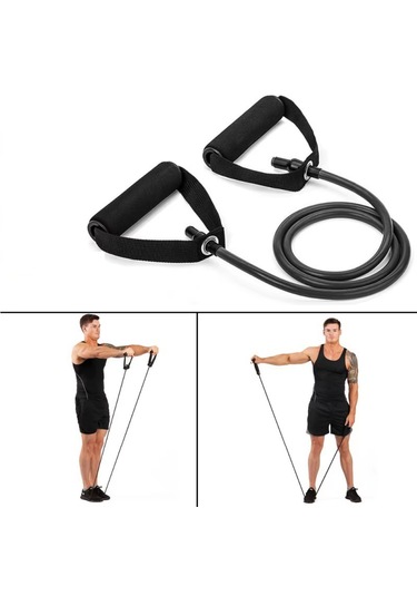 Siyah Resistance Tube Cord - Çift Köpük Saplı Kuvvet La...